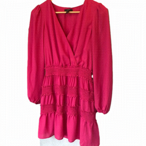 Aqua faux wrap long sleeve ruffle dress. Fuchsia. Women’s XS. Brand new.